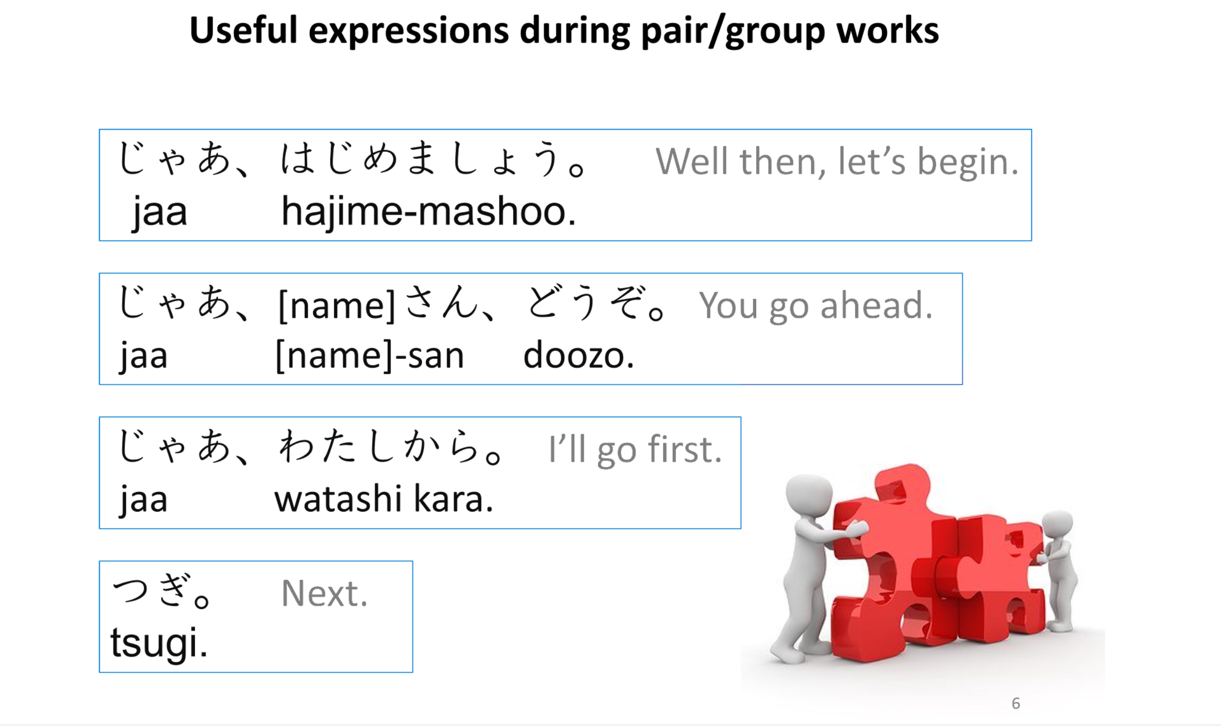 Graphic with helpful talking expressions to use in Japanese