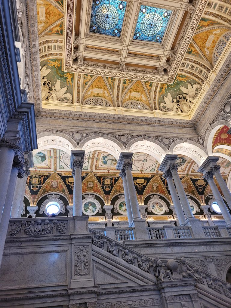 Great Hall. View from the first floor. Library of Congress Thomas Jefferson Building, Washington, D.C.
