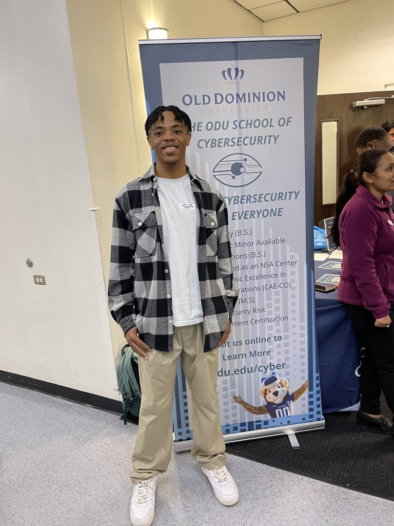 Image of Treyvien Kirk at the Cybersecurity Career Connections event in 2023.